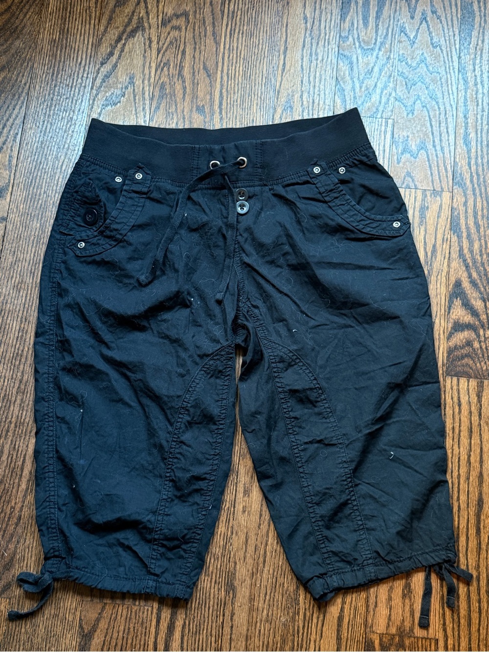 My Style Black Women's Capris with Drawstring Waist